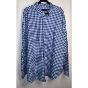 Ralph Lauren Men's Navy Light Blue White Check Plaid Shirt 3XB Big 100% Cotton